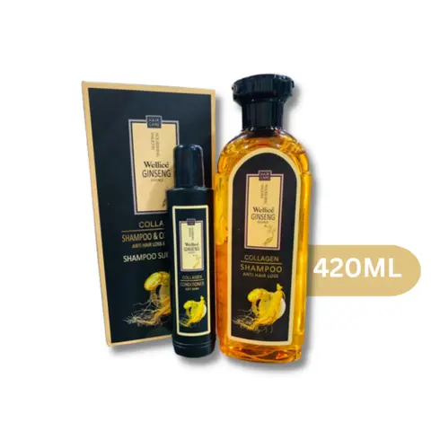 Wellice Ginseng Collagen Anti Hair Loss Shampoo with Conditioner 420g - Revitalize Your Hair and Prevent Hair Loss
